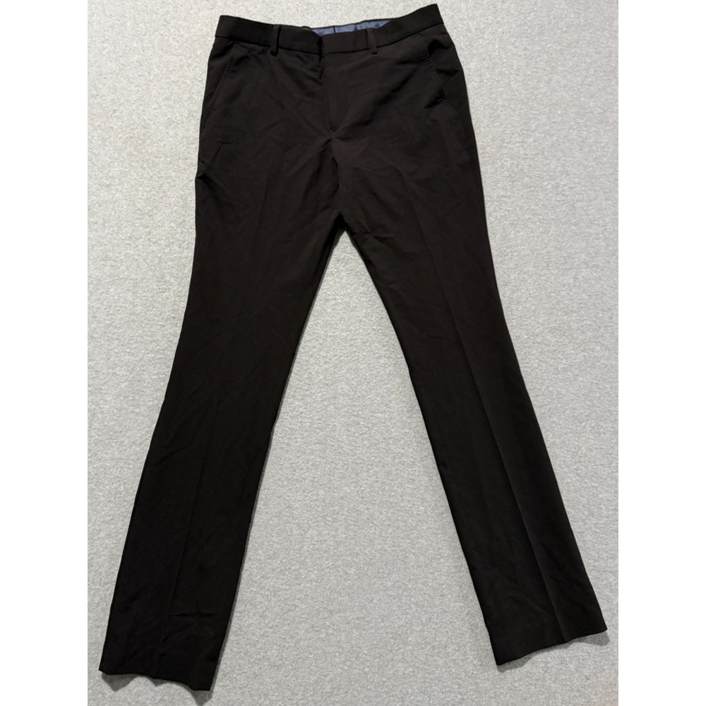 Egara Black Skinny Fit Stretch Dress Pants 29x32 Pleated Poly Blend - Picture 2 of 9